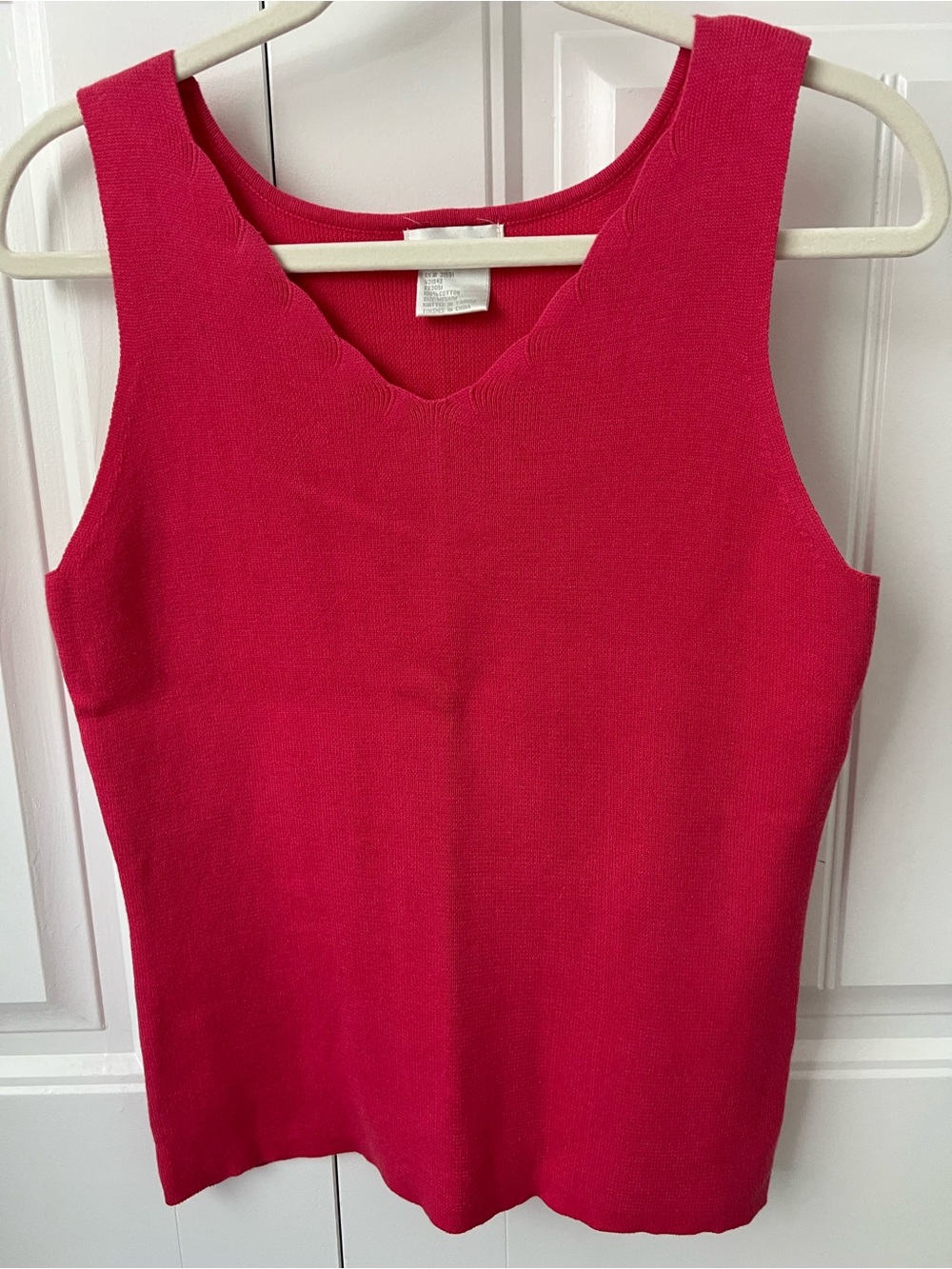 Pierre Cardin Size M Hot Pink Sleeveless Knit Top 100% Cotton Vintage